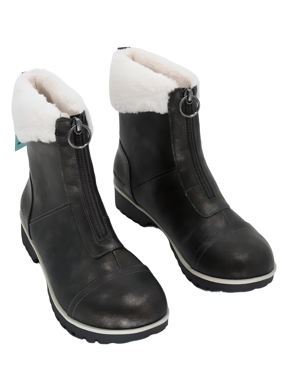 JBU Womens Brynn Water Resistant Black Faux Fur Lined Ankle Boots Size 8